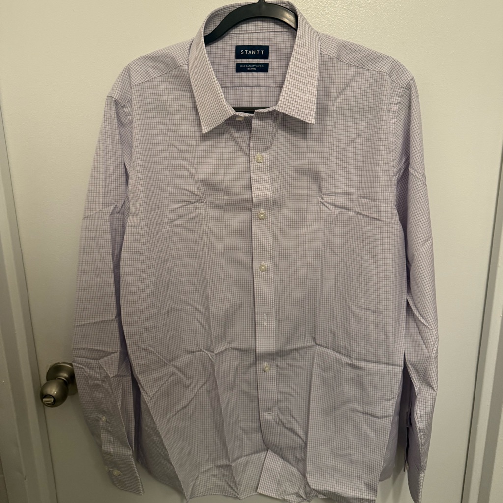 Stantt Custom Fit Dress Shirt Lavender Mini Check âBayardâ Size